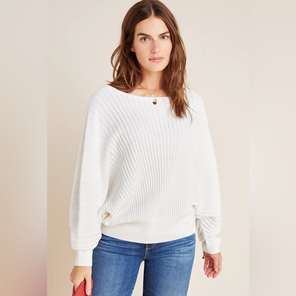 Anthropologie Karla Pullover Ribbed Sweater With Dolman Sleeves